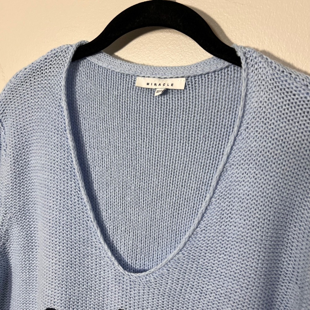 Reverse Knit Coffee Lake Wine Lightweight Sweater Blue Summer Oversized XS/S - Picture 10 of 13